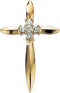 14K Gold Round Natural Diamond Accented Cross Pendant – 0.07 CTW