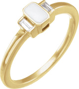 14K Gold Accented Enamel Ring - Yellow Gold