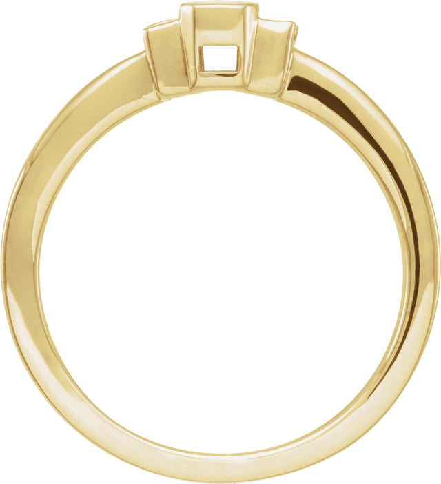 14K Gold Accented Enamel Ring - Yellow Gold - view 2