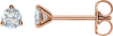 14K Gold Lab-Grown Diamond Round 3-Prong Cocktail-Style Stud Earrings – 2.5-7.5mm Stones - Rose Gold