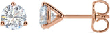 14K Gold Lab-Grown Diamond Round 3-Prong Cocktail-Style Stud Earrings – 2.5-7.5mm Stones - Rose Gold