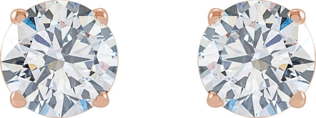 14K Gold Lab-Grown Diamond Round 4-Prong Lightweight Stud Earrings – up to 1 1/4 CTW - Rose Gold - view 4