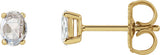 14K Gold Natural Diamond Oval 4-Prong Rose-Cut Stud Earrings - Yellow Gold