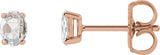 14K Gold Natural Diamond Oval 4-Prong Rose-Cut Stud Earrings - Rose Gold
