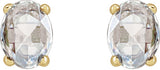 14K Gold Natural Diamond Oval 4-Prong Rose-Cut Stud Earrings - Yellow Gold - view 2
