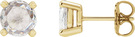 14K Gold Natural Diamond Round 4-Prong Rose-Cut Stud Earrings - Yellow Gold