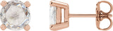 14K Gold Natural Diamond Round 4-Prong Rose-Cut Stud Earrings - Rose Gold