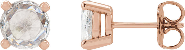14K Gold Natural Diamond Round 4-Prong Rose-Cut Stud Earrings - Rose Gold