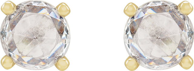14K Gold Natural Diamond Round 4-Prong Rose-Cut Stud Earrings - Yellow Gold - view 2