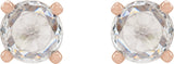 14K Gold Natural Diamond Round 4-Prong Rose-Cut Stud Earrings - Rose Gold - view 2
