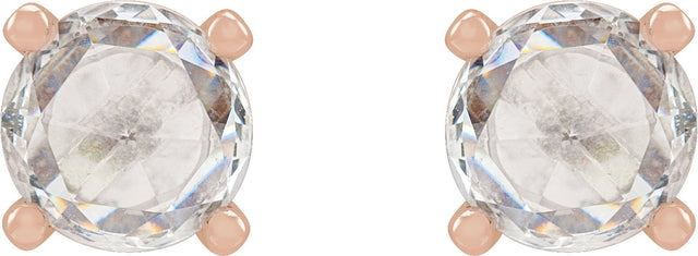 14K Gold Natural Diamond Round 4-Prong Rose-Cut Stud Earrings - Rose Gold - view 2