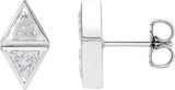 Platinum Triangle Natural Diamond Two-Stone Bezel-Set Earrings