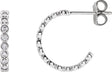 Platinum Round Natural Diamond Bezel-Set Hoop Earrings – 1.5mm Stones