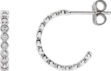 14K Gold Round Natural Diamond Bezel-Set Hoop Earrings – 1.5mm Stones - White Gold