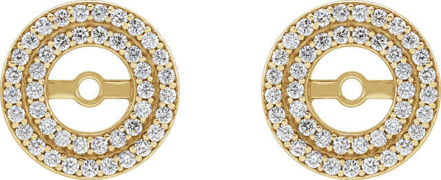 14K Gold Natural Diamond Double Halo-Style Earring Jackets - Yellow Gold - view 2