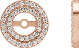 14K Gold Natural Diamond Double Halo-Style Earring Jackets - Rose Gold