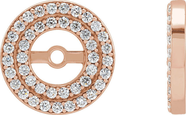 14K Gold Natural Diamond Double Halo-Style Earring Jackets - Rose Gold