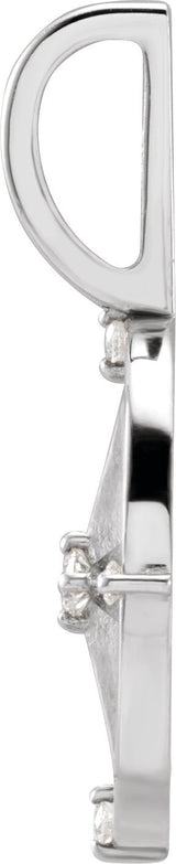 14K Gold Round Natural Diamond Compass Pendant - White Gold - view 2