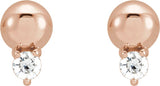 14K Gold Round Natural Diamond Accented Bead Earrings - Rose Gold - view 2