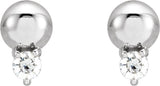 Platinum Round Natural Diamond Accented Bead Earrings - view 2
