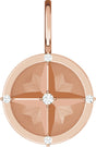14K Gold Round Natural Diamond Compass Pendant - Rose Gold