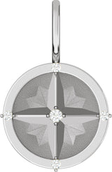 Platinum Round Natural Diamond Compass Pendant