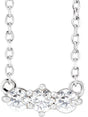 Platinum Round Natural Diamond Three-Stone Bar Necklace – 1/5 CTW