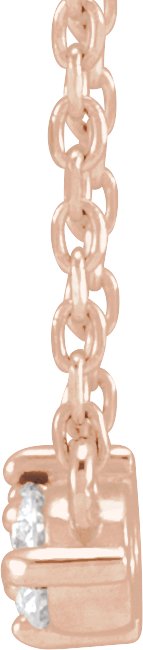 14K Gold Round Natural Diamond Three-Stone Bar Necklace – 1/5 CTW - Rose Gold - view 2