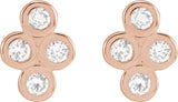 14K Gold Round Natural Diamond Bezel-Set Cluster Earrings - Rose Gold - view 2