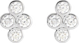 Platinum Round Natural Diamond Bezel-Set Cluster Earrings - view 2