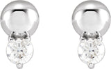 Platinum Round Natural Diamond Accented Bead Earrings - view 2
