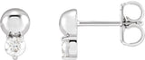 Platinum Round Natural Diamond Accented Bead Earrings