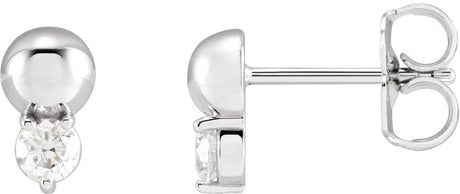Platinum Round Natural Diamond Accented Bead Earrings