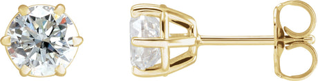 14K Gold Lab-Grown Diamond Round 6-Prong Stud Earrings - Yellow Gold