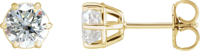 14K Gold Lab-Grown Diamond Round 6-Prong Stud Earrings - Yellow Gold