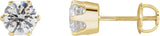 14K Gold White Cubic Zirconia Round 6-Prong Stud Earrings - Yellow Gold