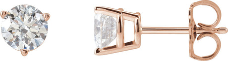 14K Gold Lab-Grown Diamond Round 3-Prong Stud Earrings - Rose Gold