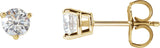 14K Gold Natural Diamond Round 3-Prong Stud Earrings - Yellow Gold