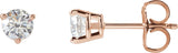 14K Gold Lab-Grown Diamond Round 3-Prong Stud Earrings - Rose Gold