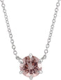 14K Gold Round Natural Pink Morganite Solitaire Necklace - White Gold