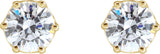 14K Gold White Cubic Zirconia Round 6-Prong Stud Earrings - Yellow Gold - view 2