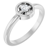 Platinum Round Natural Diamond Solitaire Ring – 3mm Stones