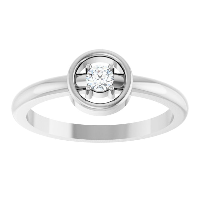 14K Gold Round Natural Diamond Solitaire Ring – 3mm Stones - White Gold - view 3