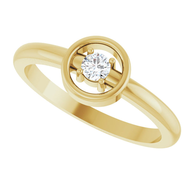 14K Gold Round Natural Diamond Solitaire Ring – 3mm Stones - Yellow Gold - view 5