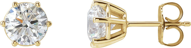 14K Gold Lab-Grown Diamond Round 6-Prong Stud Earrings - Yellow Gold
