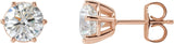14K Gold Lab-Grown Diamond Round 6-Prong Stud Earrings - Rose Gold