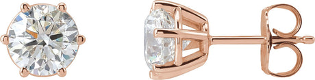 14K Gold Lab-Grown Diamond Round 6-Prong Stud Earrings - Rose Gold