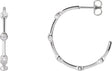 Platinum Round Natural Diamond Bezel-Set Hoop Earrings – 2-2.5mm Stones