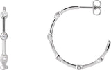 Platinum Round Natural Diamond Bezel-Set Hoop Earrings – 2-2.5mm Stones