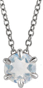 Platinum Round Natural Blue Moonstone Solitaire Necklace or Slide Pendant